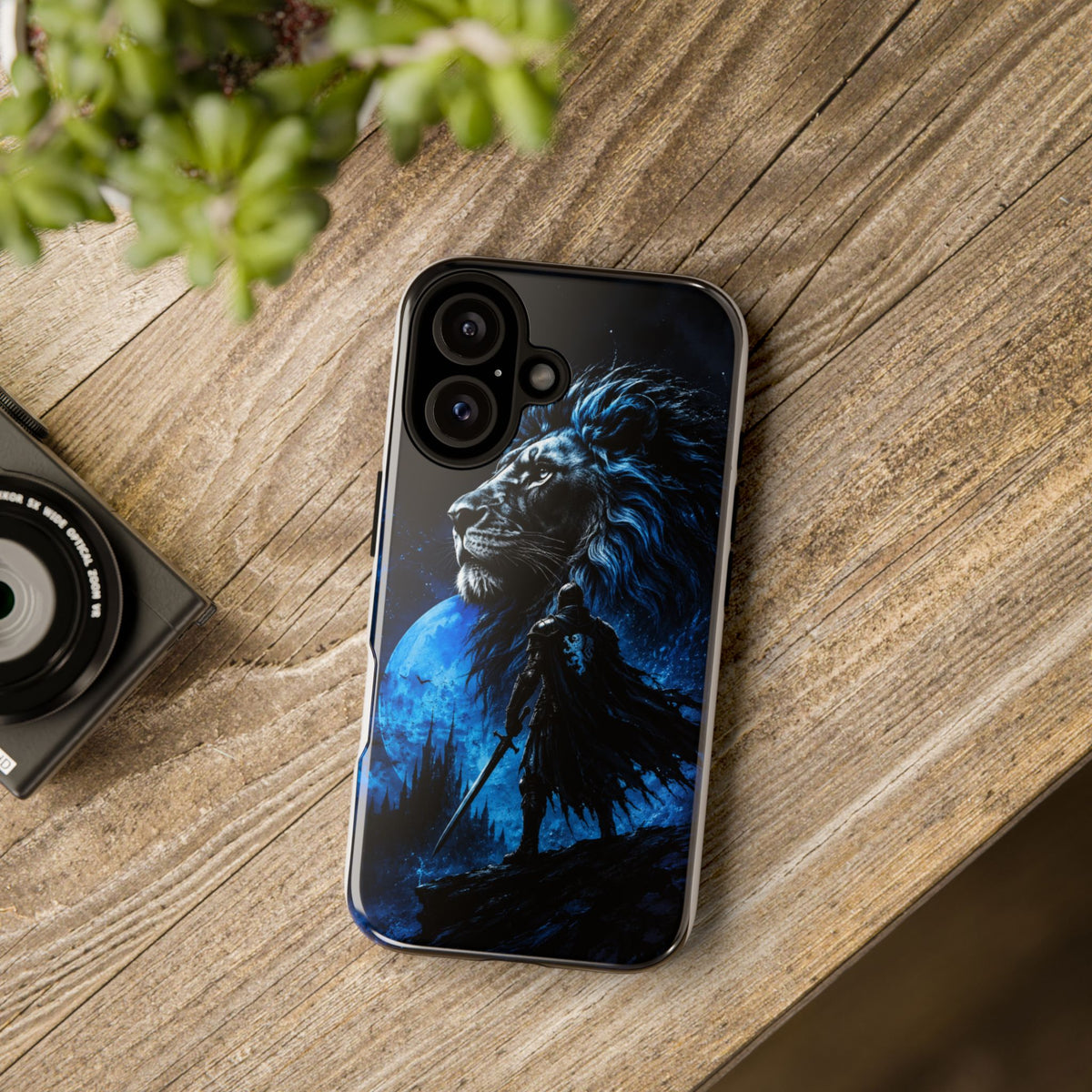 Blue Lion Moon iPhone Case - Courageous Warrior Phone Case