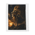 Lion Portrait Velveteen Plush Blanket — Majestic Sunset Mane Throw