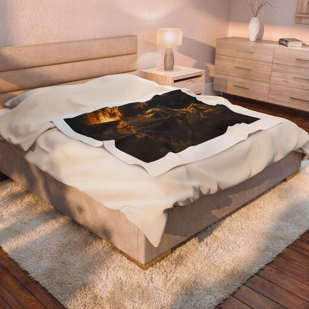 Lion Portrait Velveteen Plush Blanket — Majestic Sunset Mane Throw
