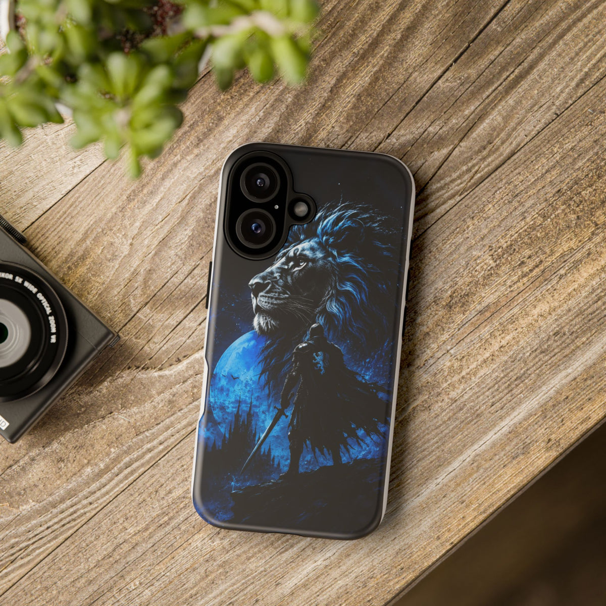 Blue Lion Moon iPhone Case - Courageous Warrior Phone Case