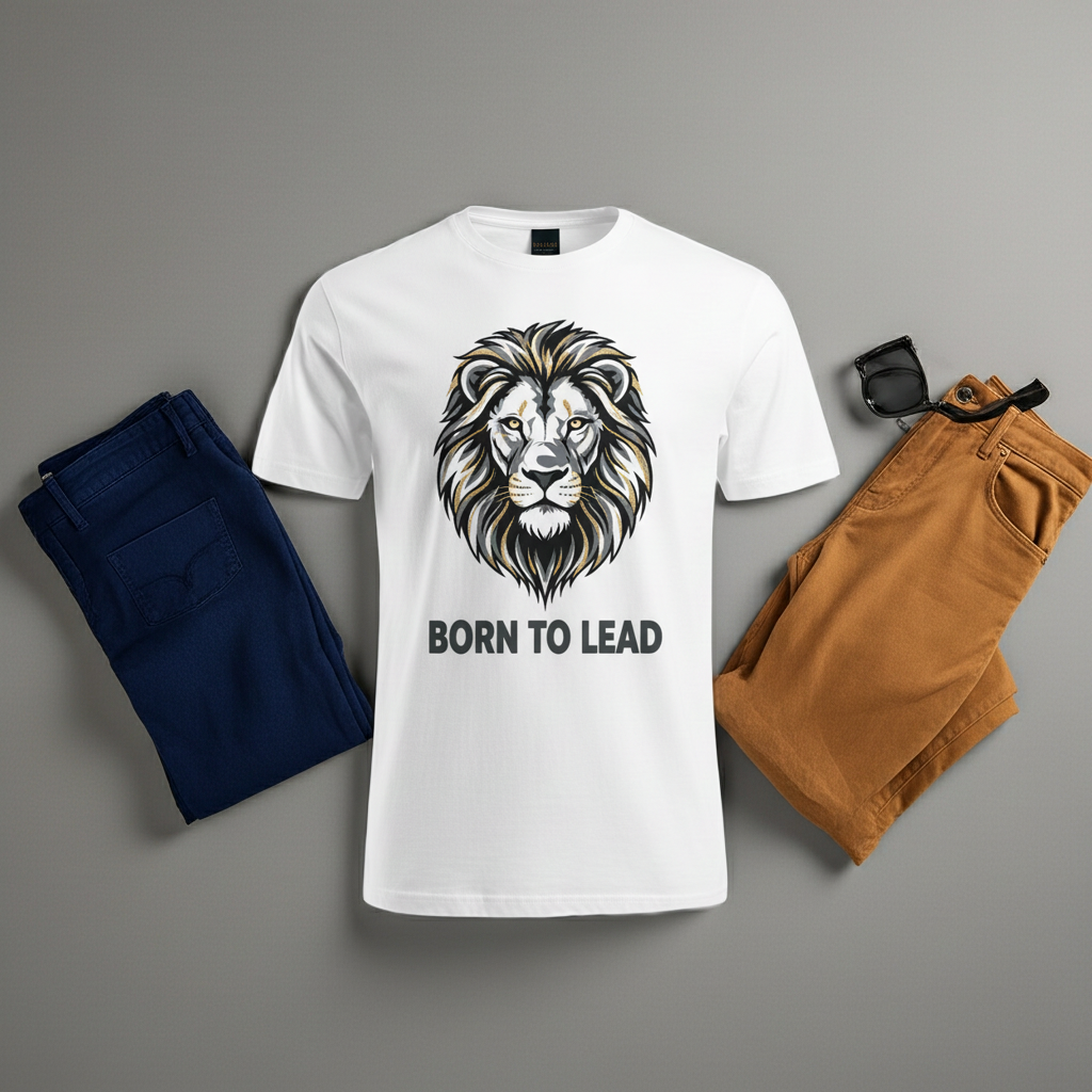 Born to Lead Lion Graphic T-Shirt — Bold Motivational Tee