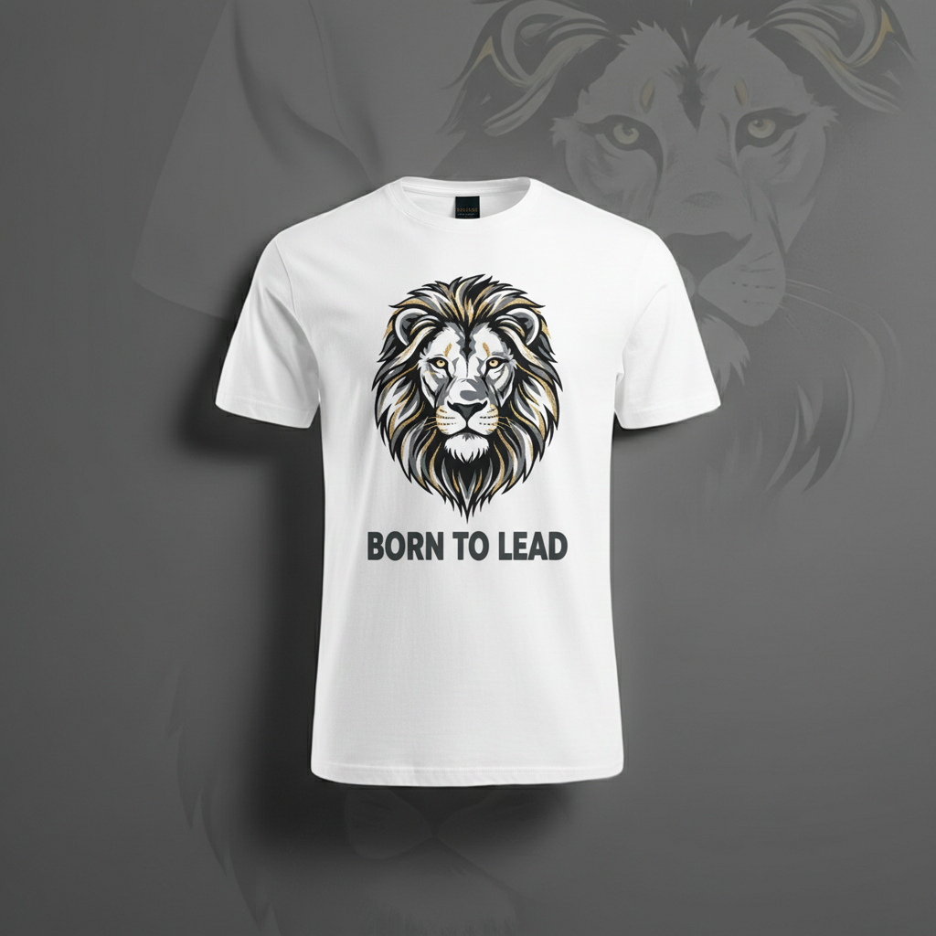 Born to Lead Lion Graphic T-Shirt — Bold Motivational Tee